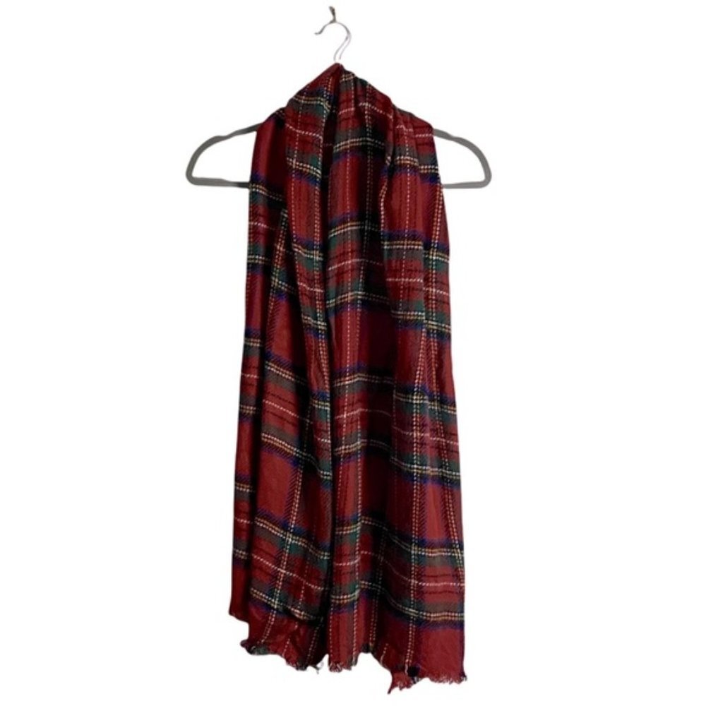 Women's Red Plaid Style Neck Scarf